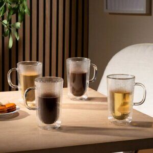 Bodum Douro 4 double wall Mags Glasses W Handles Hot or Cold New 13.5 oz